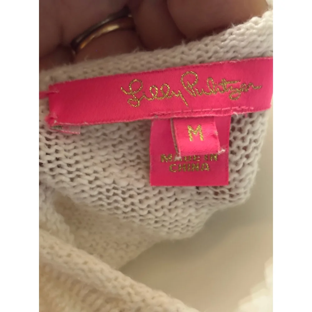 Lilly Pulitzer Cream 'Coffee Beach Repeat' Crew Neck Sweater M - Picture 4 of 6